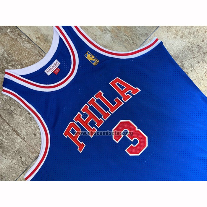Camiseta Philadelphia 76ers Allen Iverson NO 3 Mitchell & Ness 1996-97 Azul